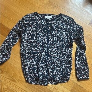 Floral Patterned Button Down Long Sleeve Top